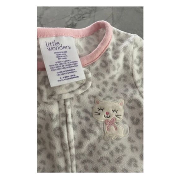 Little
wonders cat print microfleece pajama onesie 0-3M - Picture 3 of 3